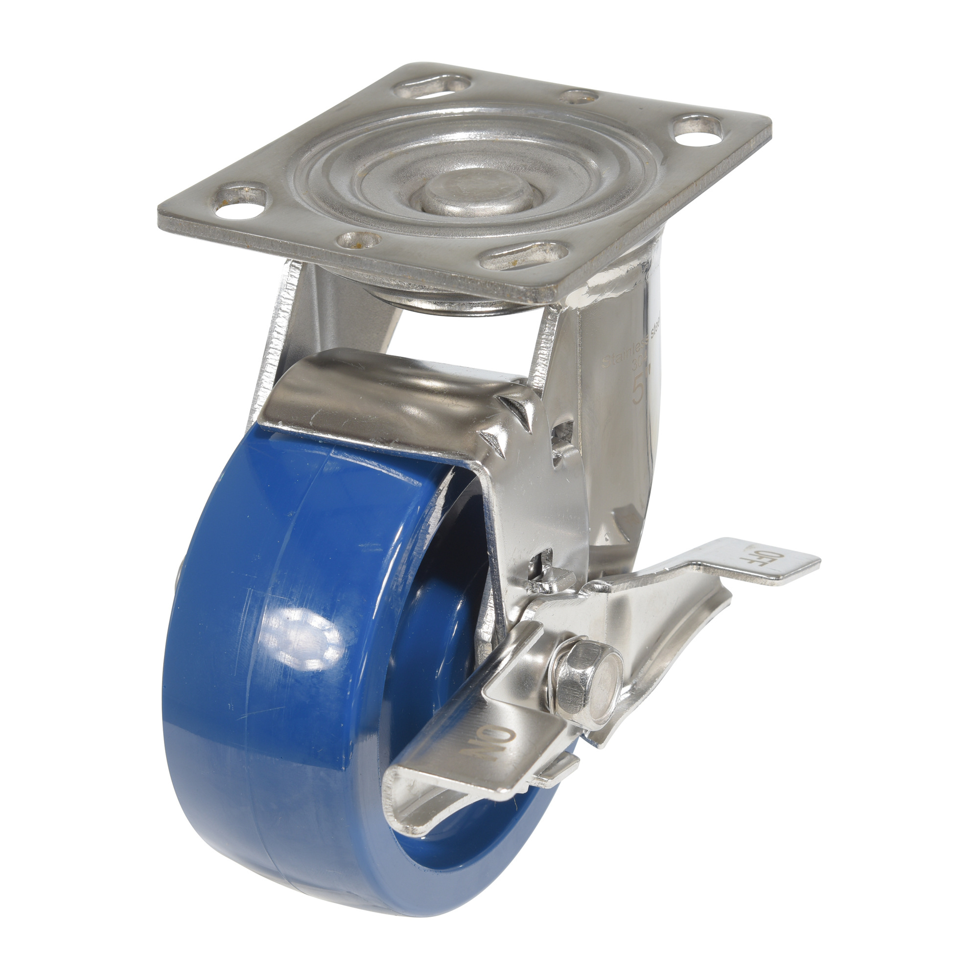 Vestil Solid Polyurethane Swivel With Brake Caster 5 In. Diameter x 2 In. Width 1000 Lb. Capacity Dark Blue
